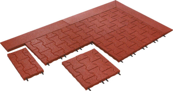 H Stein Platten in rot ausgelegt mit Rahmen