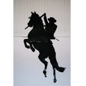 Dekorative Ausschnittform, in Form eines Cowboys auf einem Pferd